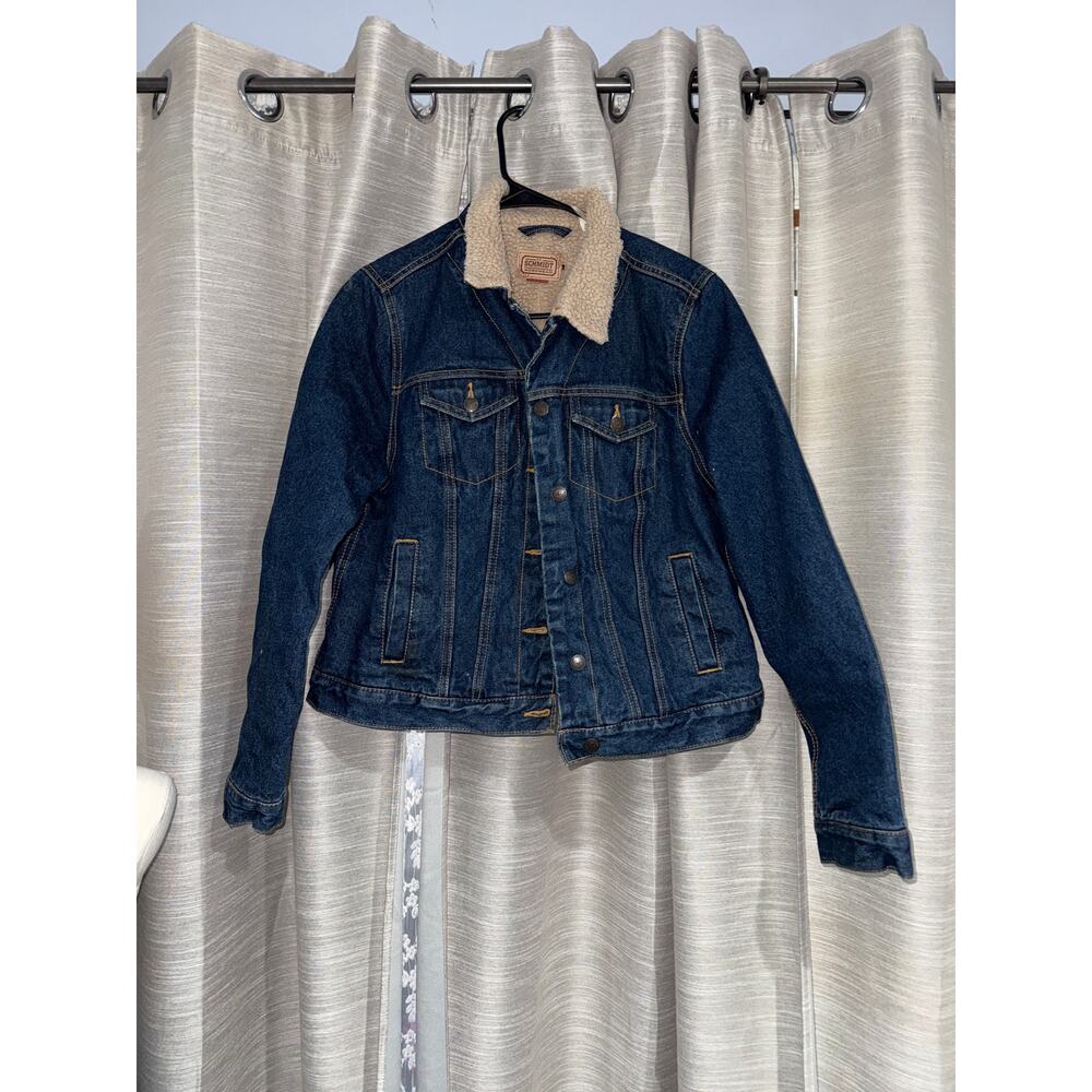 Schmidt Women’s Sherpa Lined Denim Jacket Large Trucker Jean Coat Western Cozy